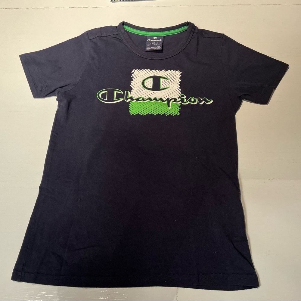 Champion Kids Black and Green Graphic Tee